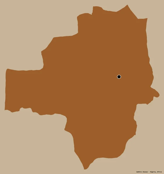 尼日利亚赞法拉州的形状 其首府被隔离在纯色的背景下 图形纹理的组成 3D渲染 — 图库照片