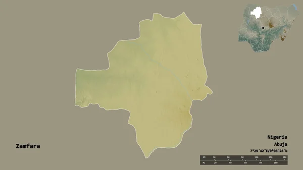 Форма Замфара Штат Нігерія Столицею Ізольованою Твердому Тлі Масштаб Відстаней — стокове фото
