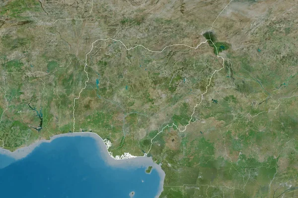 Расширенная Территория Нигерии Странами Международными Региональными Границами Спутниковые Снимки Рендеринг — стоковое фото