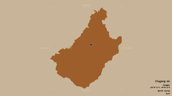 북한의 차단도 지역은 지리적으로 갈라진 배경에 고립되어 있었다 라벨이요 패턴이 — 스톡 사진
