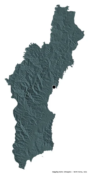 Form Hamgyong Bukto Provinsen Nordkorea Med Huvudstaden Isolerad Vit Bakgrund — Stockfoto
