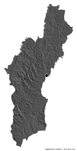 Форма Хамгьонг Букто Провинции Кндр Столицей Изолированной Белом Фоне Карта — стоковое фото