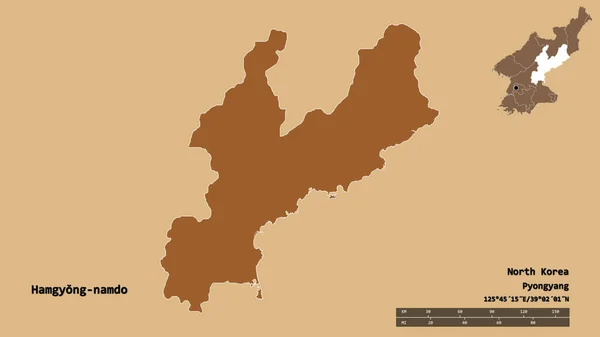Form Von Hamgyong Namdo Provinz Von Nordkorea Mit Seiner Hauptstadt — Stockfoto
