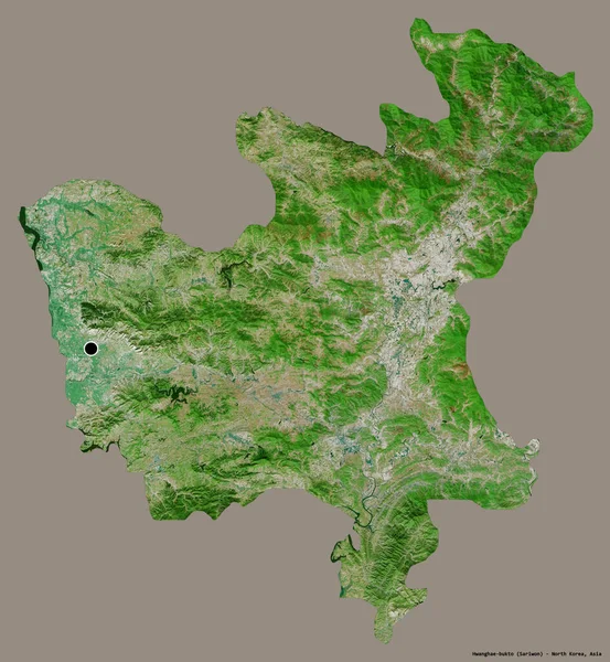 Kuzey Kore 'nin başkenti Hwanghae-bukto' nun katı bir renk arkaplanı vardır. Uydu görüntüleri. 3B görüntüleme