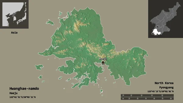 Forma Hwanghae Namdo Provincia Corea Del Norte Capital Escala Distancia — Foto de Stock