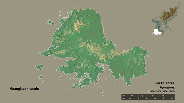 Form Hwanghae Namdo Provinsen Nordkorea Med Dess Huvudstad Isolerad Solid — Stockfoto