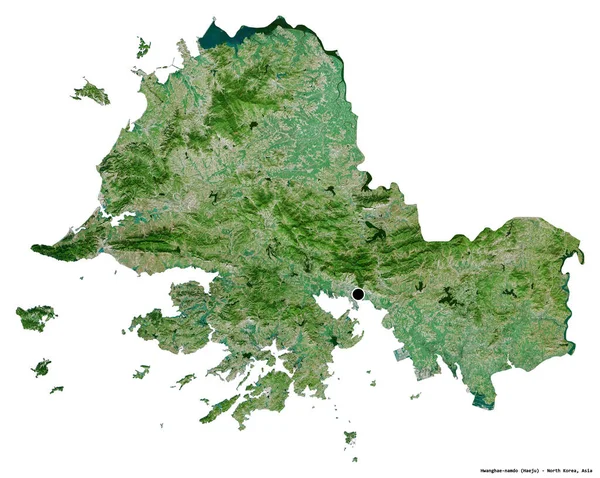 朝鲜省黄海 南多的形状 其首都被白色背景隔离 卫星图像 3D渲染 — 图库照片