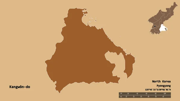 Forma Kangwon Provincia Corea Del Norte Con Capital Aislada Sobre — Foto de Stock