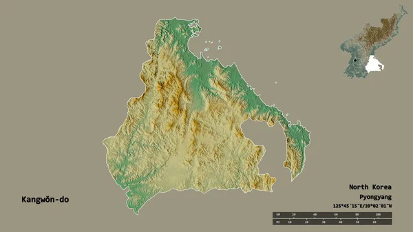 Forme Kangwon Province Corée Nord Avec Capitale Isolée Sur Fond — Photo