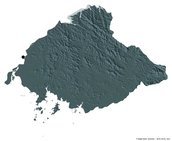 北朝两省P Yongan Bukto的形状 其首都为白色背景 彩色高程图 3D渲染 — 图库照片