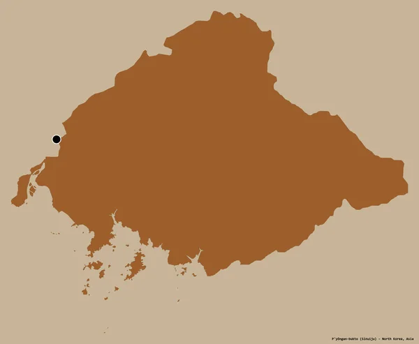 北朝鮮の省都であるプヨンアンブクトの形はしっかりとした色の背景に隔離されている パターン化されたテクスチャの構成 3Dレンダリング — ストック写真