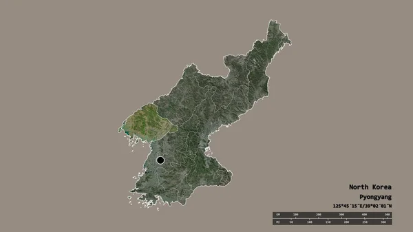 Forma Dessaturada Coreia Norte Com Sua Capital Principal Divisão Regional — Fotografia de Stock