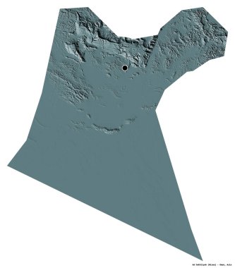 Ad Dakhliyah 'ın şekli, Umman bölgesi, başkenti beyaz arka planda izole edilmiş. Renkli yükseklik haritası. 3B görüntüleme