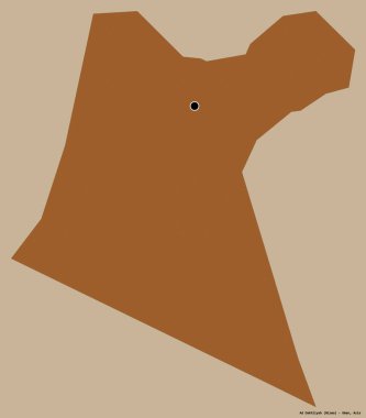 Ad Dakhliyah 'ın şekli, Umman bölgesi, başkenti katı bir renk arkaplanı ile izole edilmiştir. Desenli dokuların bileşimi. 3B görüntüleme