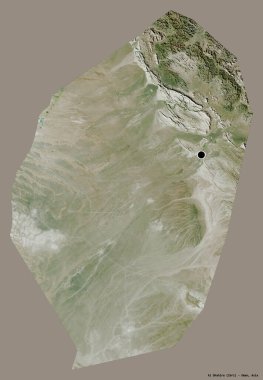 Al Dhahira 'nın şekli, Umman bölgesi, başkenti katı renk arka planında izole edilmiş. Uydu görüntüleri. 3B görüntüleme