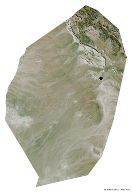 Al Dhahira 'nın şekli, Umman bölgesi, başkenti beyaz arka planda izole edilmiş. Uydu görüntüleri. 3B görüntüleme