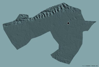 Pakistan 'ın başkenti F.C.T.' nin şekli, sermayesi katı renk arka planında izole edilmiş. Renkli yükseklik haritası. 3B görüntüleme