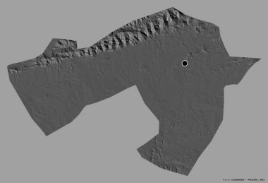 Pakistan 'ın başkenti F.C.T.' nin şekli, sermayesi katı renk arka planında izole edilmiş. Çift seviyeli yükseklik haritası. 3B görüntüleme