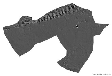 Pakistan 'ın başkenti F.C.T.' nin beyaz arka planda izole edilmiş hali. Çift seviyeli yükseklik haritası. 3B görüntüleme