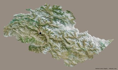 Kuzey bölgelerinin şekli, Pakistan 'ın merkezi yönetimli bölgesi, başkenti katı bir renk arkaplanı ile izole edilmiş. Uydu görüntüleri. 3B görüntüleme