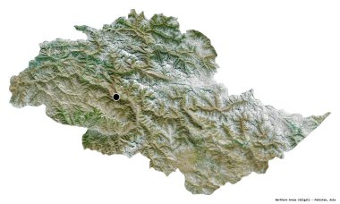 Kuzey bölgelerinin şekli, Pakistan 'ın merkezi yönetilen bölgesi, başkenti beyaz arka planda izole edilmiş. Uydu görüntüleri. 3B görüntüleme