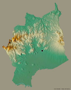 Cocle, Panama eyaleti, başkenti katı renk arkaplanı ile izole edilmiştir. Topografik yardım haritası. 3B görüntüleme