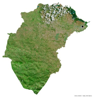 Beyaz arka planda başkenti izole edilmiş olan Herrera, Panama eyaleti. Uydu görüntüleri. 3B görüntüleme