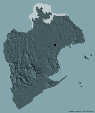 Panama 'nın Panama Oeste eyaleti, başkenti katı renk arkaplanı ile izole edilmiştir. Renkli yükseklik haritası. 3B görüntüleme
