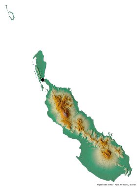 Papua Yeni Gine 'nin özerk bölgesi Bougainville' in beyaz arka planda bulunan başkenti. Topografik yardım haritası. 3B görüntüleme