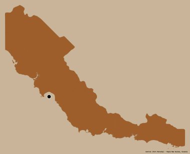 Merkezi, Papua Yeni Gine eyaleti, başkenti katı renk arkaplanı ile izole edilmiştir. Desenli dokuların bileşimi. 3B görüntüleme