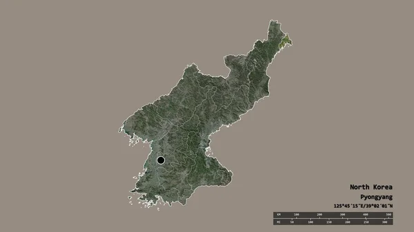 Észak Korea Kiszáradt Alakja Fővárosával Regionális Körzetével Különálló Raszoni Területtel — Stock Fotó