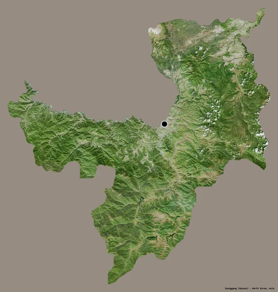 北朝两省良岗的形状 其首都以纯色背景隔离 卫星图像 3D渲染 — 图库照片