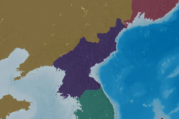 Área Extendida Corea Del Norte Mapa Elevación Color Renderizado —  Fotos de Stock