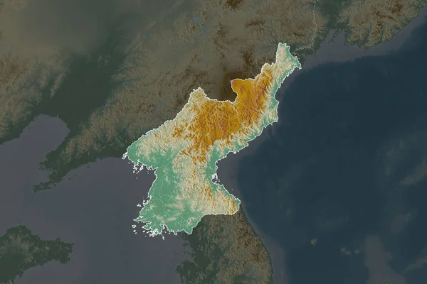 Gestalt Nordkoreas Getrennt Durch Die Entwässerung Benachbarter Gebiete Grenzen Topographische — Stockfoto