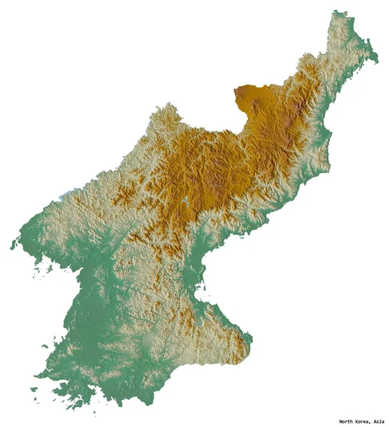 Alakja Észak Korea Főváros Elszigetelt Fehér Alapon Topográfiai Domborzati Térkép — Stock Fotó