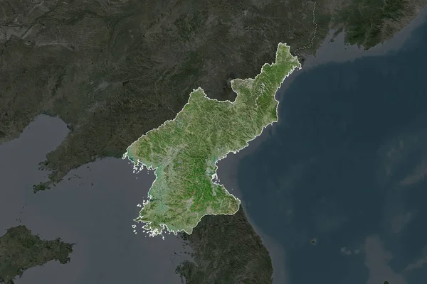 Gestalt Nordkoreas Getrennt Durch Die Entwässerung Benachbarter Gebiete Grenzen Satellitenbilder — Stockfoto
