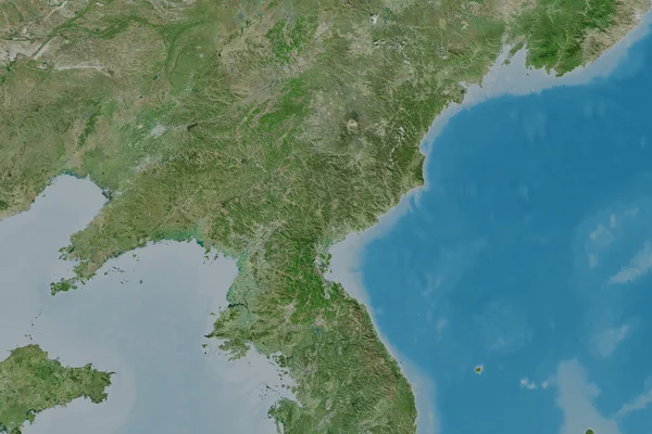 Kuzey Kore Nin Genişletilmiş Bölgesi Uydu Görüntüleri Görüntüleme — Stok fotoğraf