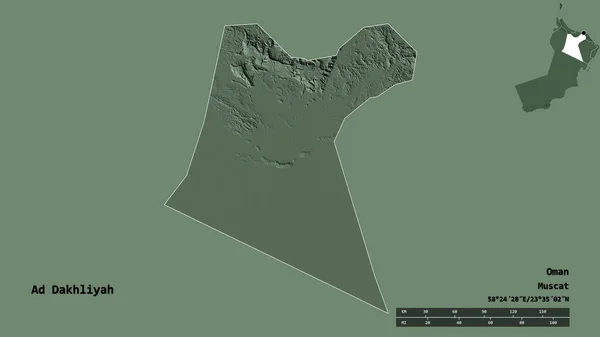 Form Dakhliyah Regionen Oman Med Dess Huvudstad Isolerad Solid Bakgrund — Stockfoto