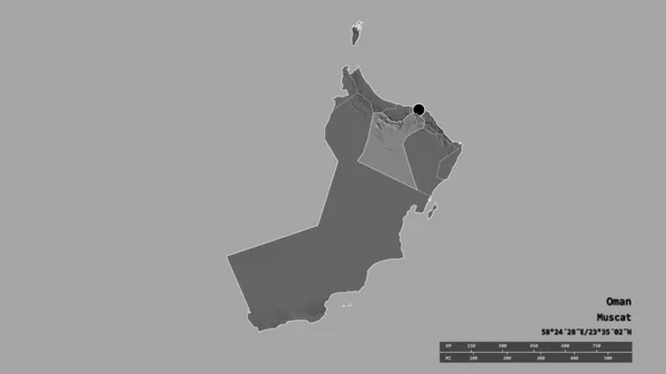 Die Ungesättigte Form Des Oman Mit Seiner Hauptstadt Der Wichtigsten — Stockfoto