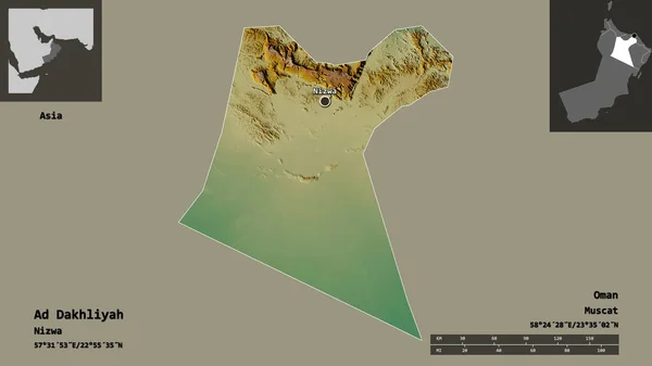 Forma Dakhliyah Región Omán Capital Escala Distancia Vistas Previas Etiquetas —  Fotos de Stock