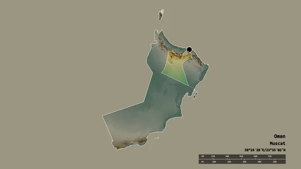 Forma Desnaturalizada Omán Con Capital División Regional Principal Zona Separada — Foto de Stock