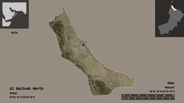 Shape Batinah North Region Oman Its Capital Distance Scale Previews — Stock Photo, Image