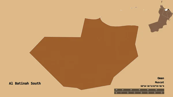 Bentuk Batinah Selatan Wilayah Oman Dengan Ibukotanya Terisolasi Dengan Latar — Stok Foto