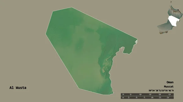 Form Wusta Regionen Oman Med Dess Huvudstad Isolerad Solid Bakgrund — Stockfoto