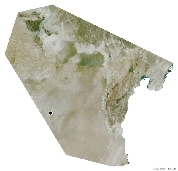 阿曼地区的Al Wusta形状 其首都因白色背景而孤立 卫星图像 3D渲染 — 图库照片