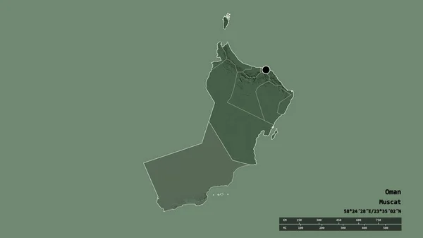 Forma Desnaturalizada Omán Con Capital División Regional Principal Zona Separada —  Fotos de Stock