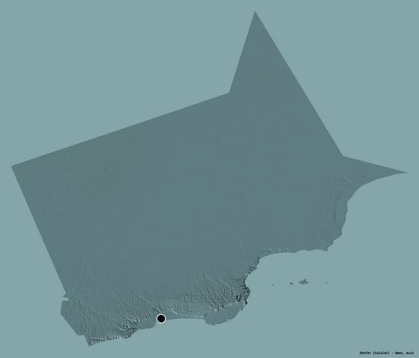Forme Dhofar Province Oman Avec Capitale Isolée Sur Fond Couleur — Photo