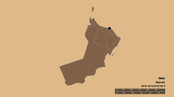 主要な地域部門と分離ムサンダム地域とオマーンの荒廃した形 ラベル 規則的にパターン化されたテクスチャの構成 3Dレンダリング — ストック写真