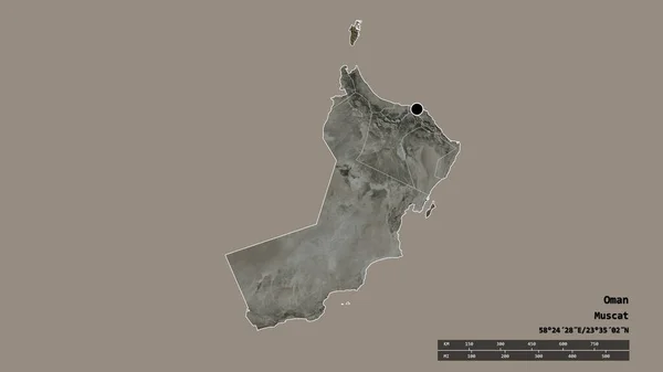 Başkenti Ana Bölgesel Bölümü Bölünmüş Musandam Bölgesiyle Umman Deforme Edilmiş — Stok fotoğraf