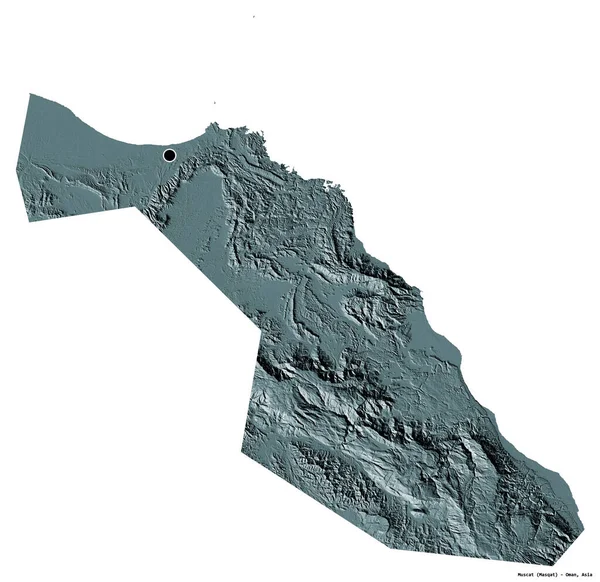 Forma Moscatel Provincia Omán Con Capital Aislada Sobre Fondo Blanco — Foto de Stock